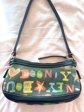 Vintage Dooney and Bourke Graffiti Logo Multicoloured Mini Shoulder Bag Y2K Rare